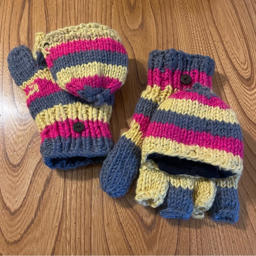 Cute Fleece Lined Finger Flip Mittens